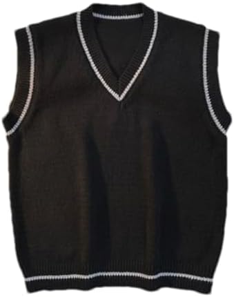 Men Women Knitted Cotton V-Neck Vest JK Uniform Pullover